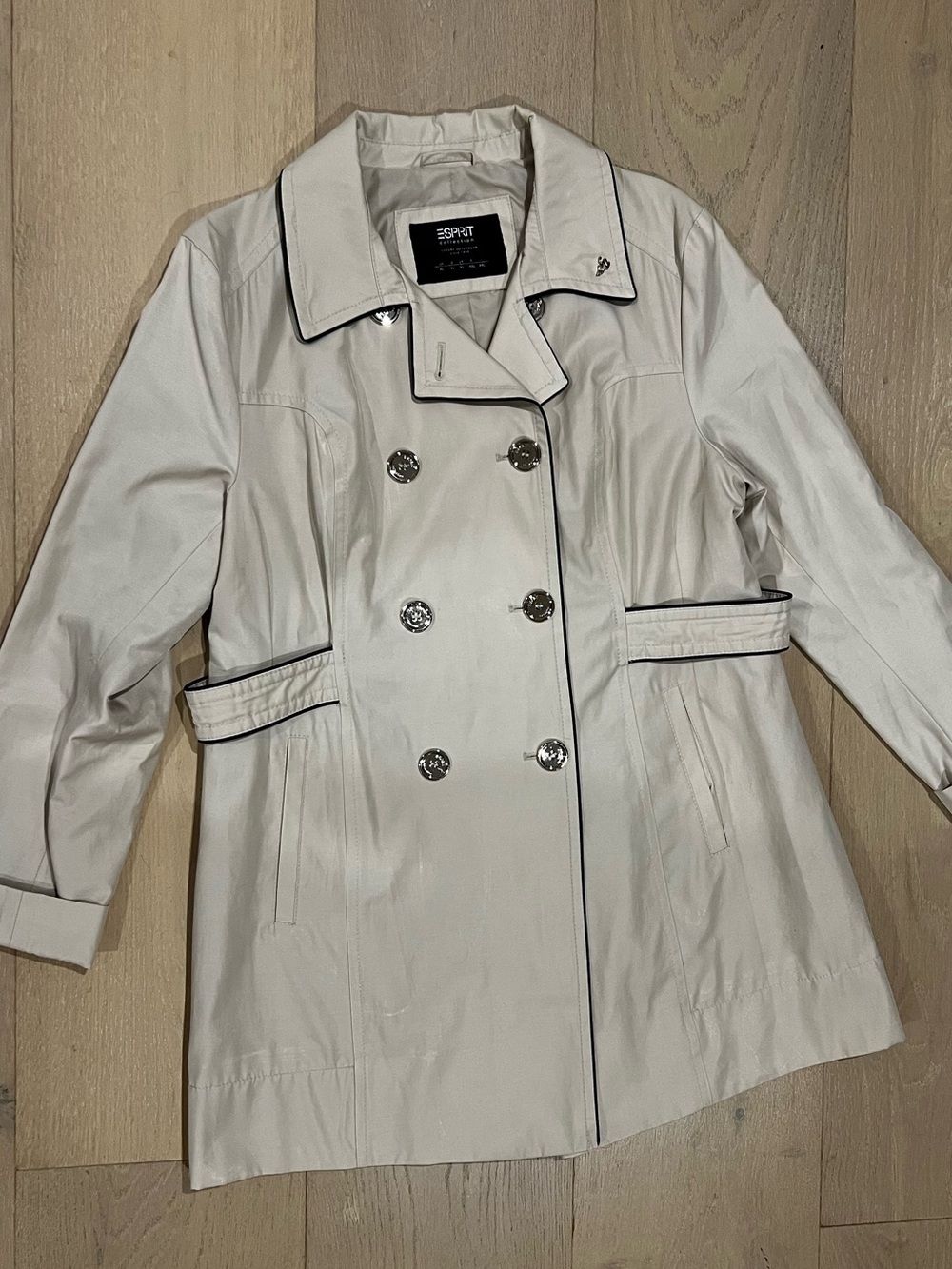 Esprit Collection Cream Contrast Trim Trench Coat XL